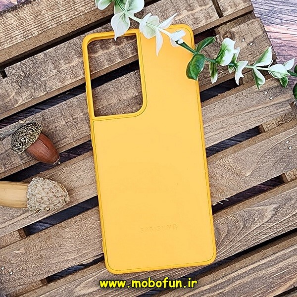 قاب گوشی Galaxy S21 Ultra سامسونگ اورجینال چرمی لدرکیس Leather Case زرد کد 281