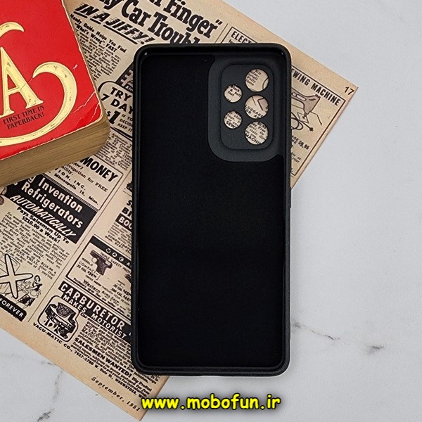 قاب گوشی Galaxy A53 5G سامسونگ طرح سیلیکونی سنگی برجسته Stand Stone محافظ لنز دار مشکی کد 548
