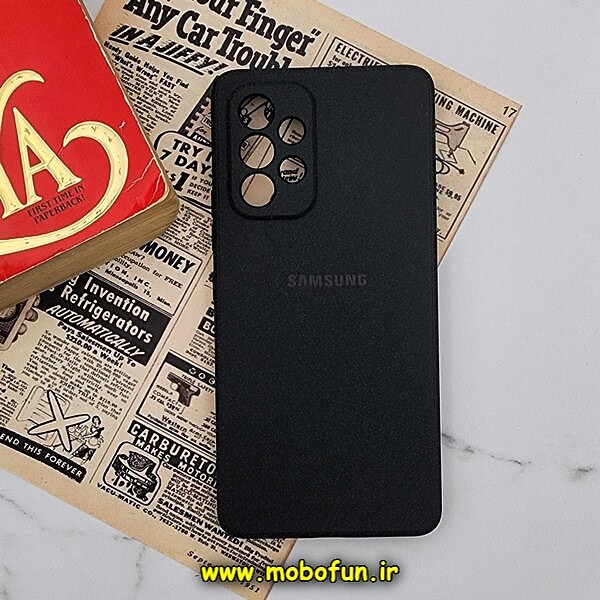 قاب گوشی Galaxy A53 5G سامسونگ طرح سیلیکونی سنگی برجسته Stand Stone محافظ لنز دار مشکی کد 548