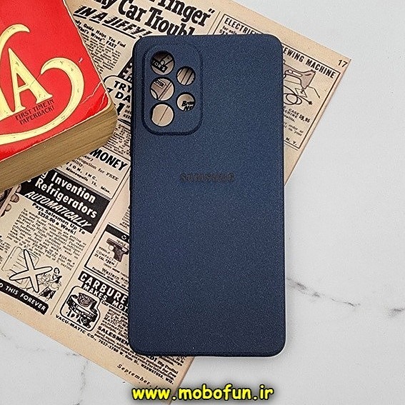 قاب گوشی Galaxy A53 5G سامسونگ طرح سیلیکونی سنگی برجسته Stand Stone محافظ لنز دار سرمه ای کد 549