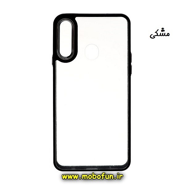 قاب گوشی Galaxy A20S سامسونگ اورجینال متال کیس Metal طرح پشت طلق شفاف دور سیلیکونی مشکی کد 529