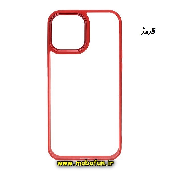 قاب گوشی iPhone 11 آیفون اورجینال متال کیس Metal طرح پشت طلق شفاف دور سیلیکونی قرمز کد 472