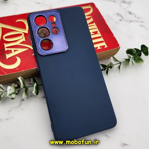 قاب گوشی Galaxy S21 Ultra سامسونگ سیلیکونی متال کیس محافظ لنزدار سرمه ای کد 291
