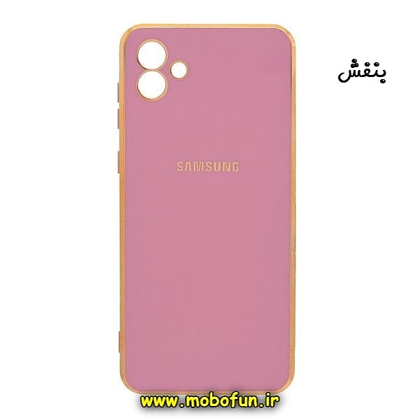 قاب گوشی Galaxy A04E سامسونگ طرح ژله ای مای کیس گلد لاین دور طلایی محافظ لنز دار بنفش کد 28