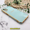 قاب گوشی Galaxy A13 4G سامسونگ طرح ژله ای مای کیس گلد لاین دور طلایی محافظ لنز دار سبزآبی کد 552