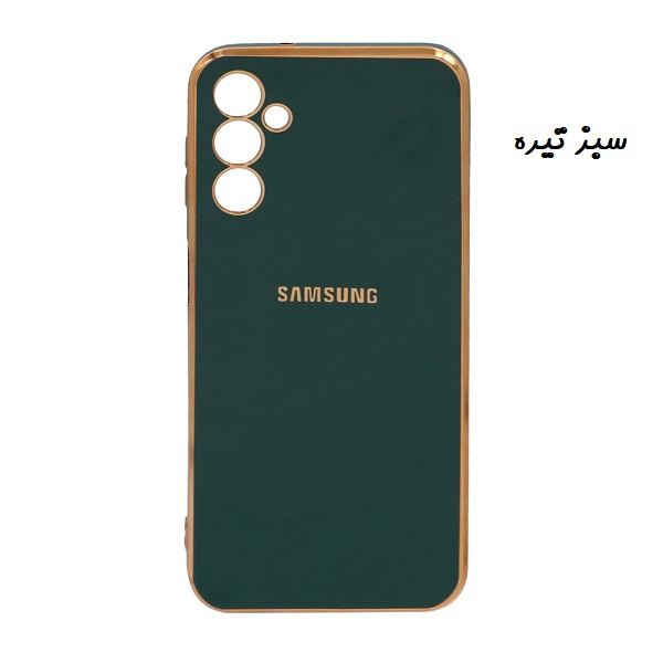 قاب گوشی Galaxy A14 4G - Galaxy A14 5G سامسونگ طرح ژله ای مای کیس گلد لاین دور طلایی محافظ لنز دار سبز تیره کد 65