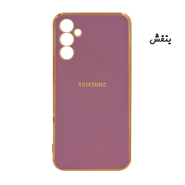 قاب گوشی Galaxy A14 4G - Galaxy A14 5G سامسونگ طرح ژله ای مای کیس گلد لاین دور طلایی محافظ لنز دار بنفش کد 66
