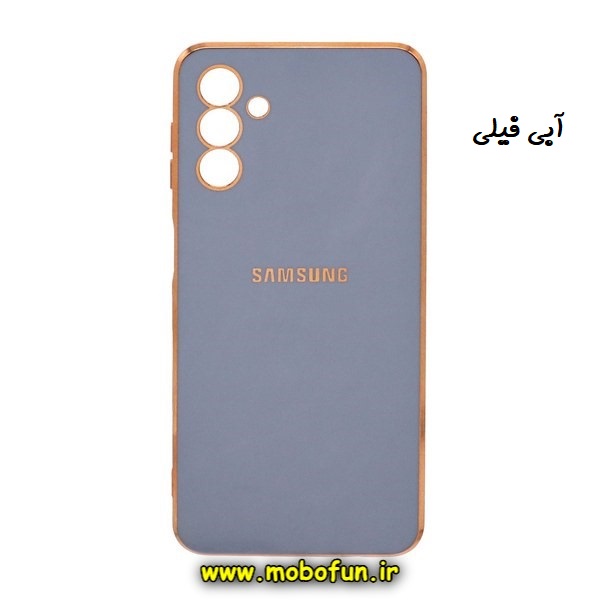 قاب گوشی Galaxy A14 4G - Galaxy A14 5G سامسونگ طرح ژله ای مای کیس گلد لاین دور طلایی محافظ لنز دار آبی فیلی کد 68