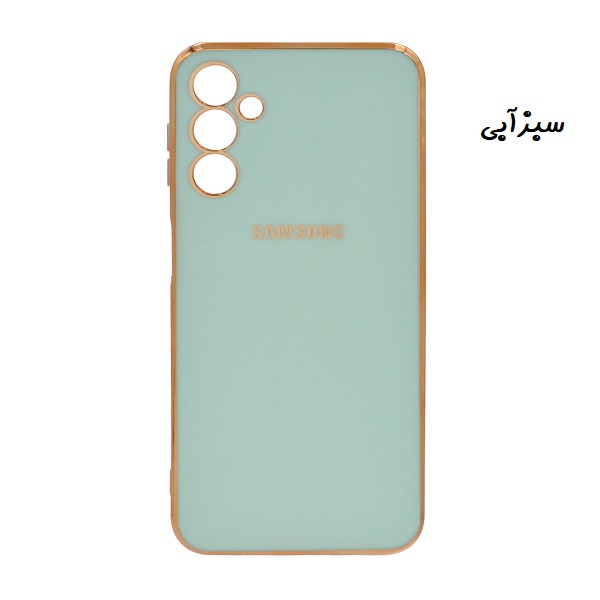 قاب گوشی Galaxy A14 4G - Galaxy A14 5G سامسونگ طرح ژله ای مای کیس گلد لاین دور طلایی محافظ لنز دار سبزآبی کد 69