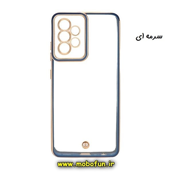 قاب گوشی Galaxy A32 4G سامسونگ طرح الکتروپلیتینگ ژله ای شفاف اورجینال یونیک کیس Unique Case محافظ لنز دار سرمه ای کد 781