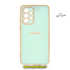 قاب گوشی Galaxy A33 5G سامسونگ طرح ژله ای مای کیس گلد لاین دور طلایی محافظ لنز دار سبزآبی کد 414