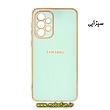 قاب گوشی Galaxy A33 5G سامسونگ طرح ژله ای مای کیس گلد لاین دور طلایی محافظ لنز دار سبزآبی کد 414