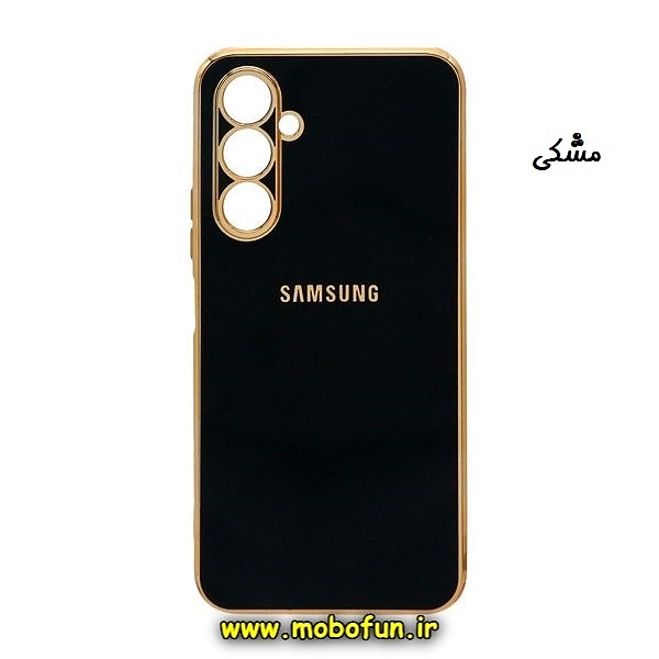قاب گوشی Galaxy A54 5G سامسونگ طرح ژله ای مای کیس گلد لاین دور طلایی محافظ لنز دار مشکی کد 76