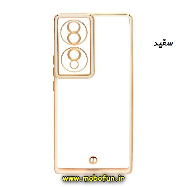 قاب گوشی Honor 70 5G آنر طرح الکتروپلیتینگ ژله ای شفاف محافظ لنز دار سفید کد 1