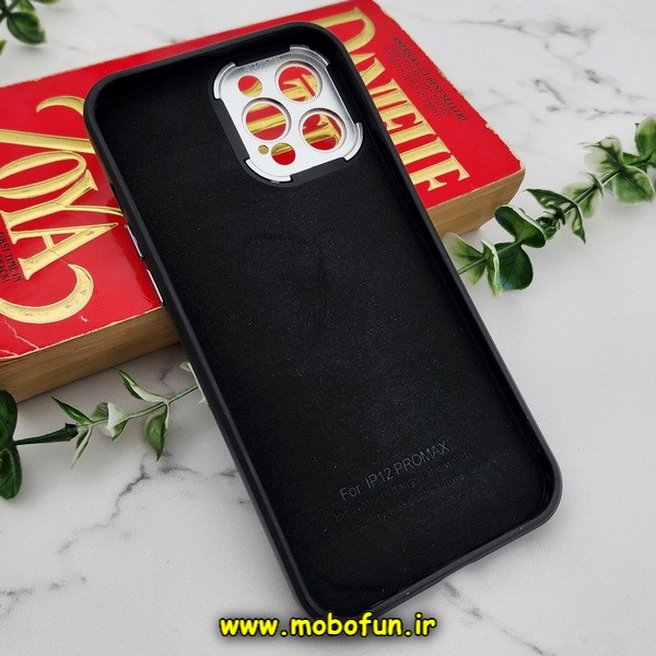 قاب گوشی iPhone 12 Pro Max آیفون سیلیکونی متال کیس محافظ لنزدار مشکی کد E23-172981