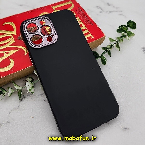 قاب گوشی iPhone 13 Pro Max آیفون سیلیکونی متال کیس محافظ لنزدار مشکی کد 476