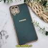 قاب گوشی Galaxy M53 5G سامسونگ طرح ژله ای مای کیس گلد لاین دور طلایی محافظ لنز دار سبز تیره کد 24