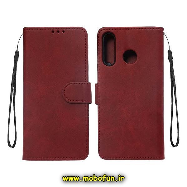 کیف گوشی Huawei P30 Lite هوآوی مگنتی طرح چرم کتابی قرمز کد 110