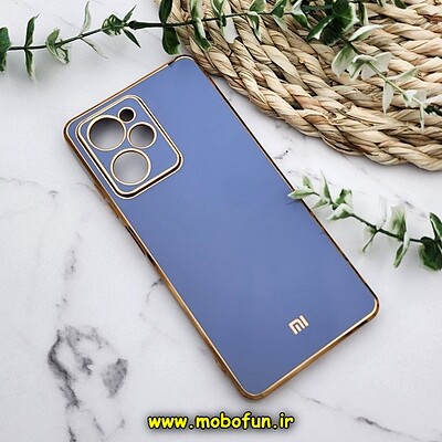 قاب گوشی Redmi Note 12 Pro Speed 5G - Poco X5 Pro شیائومی طرح ژله ای مای کیس گلد لاین دور طلایی محافظ لنز دار آبی فیلی کد 18