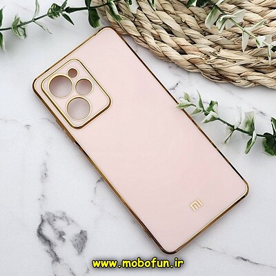 قاب گوشی Redmi Note 12 Pro Speed 5G - Poco X5 Pro شیائومی طرح ژله ای مای کیس گلد لاین دور طلایی محافظ لنز دار گلبهی کد 19