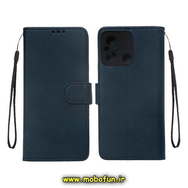 کیف گوشی Redmi 12C شیائومی مگنتی طرح چرم کتابی محافظ لنزدار سرمه ای کد 5
