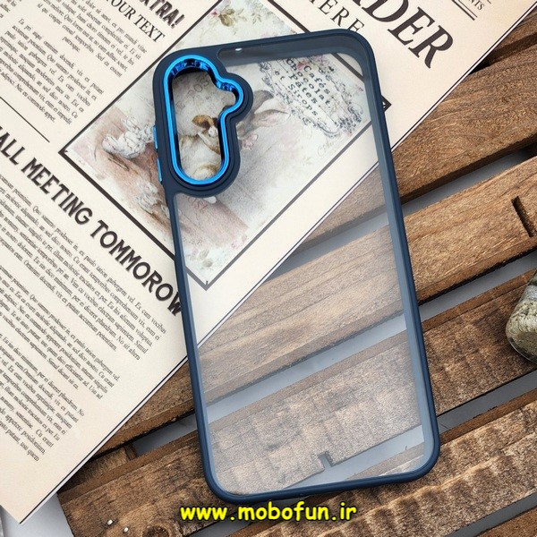 قاب گوشی Galaxy A24 4G سامسونگ اورجینال متال کیس Metal طرح پشت طلق شفاف دور سیلیکونی سرمه ای کد E39-171308