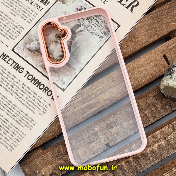 قاب گوشی Galaxy A24 4G سامسونگ اورجینال متال کیس Metal طرح پشت طلق شفاف دور سیلیکونی گلبهی کد E39-171313