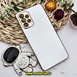 قاب گوشی Galaxy A32 4G سامسونگ طرح ژله ای فضانورد مای کیس گلد لاین دور طلایی محافظ لنز دار سفید کد 791
