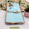 قاب گوشی Galaxy A53 5G سامسونگ طرح ژله ای مای کیس گلد لاین دور طلایی عروسکی مرواریدی محافظ لنز دار سبزآبی کد 589
