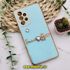 قاب گوشی Galaxy A53 5G سامسونگ طرح ژله ای مای کیس گلد لاین دور طلایی عروسکی مرواریدی محافظ لنز دار سبزآبی کد 589