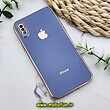 قاب گوشی iPhone X - iPhone XS آیفون طرح ژله ای مای کیس گلد لاین دور طلایی محافظ لنز دار آبی فیلی کد 473