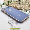 قاب گوشی iPhone X - iPhone XS آیفون طرح ژله ای مای کیس گلد لاین دور طلایی محافظ لنز دار آبی فیلی کد 473