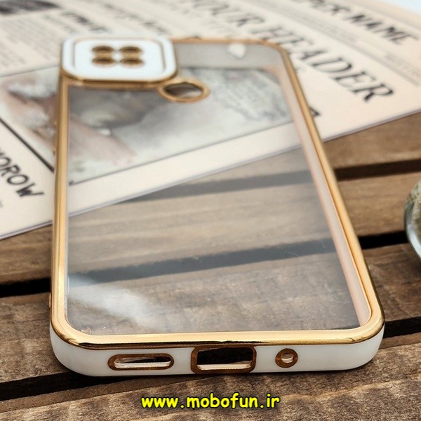 قاب گوشی Redmi 9C - Redmi 10A - Poco C3 شیائومی طرح الکتروپلیتینگ شیشه ای طلقی شفاف اورجینال یونیک کیس Unique Case محافظ لنز دار سفید کد E42-171924