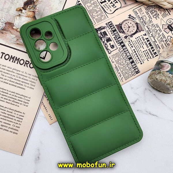 قاب گوشی Galaxy A33 5G سامسونگ سیلیکون ژله ای پافر PC زیر بسته محافظ لنز دار سبز کد 424