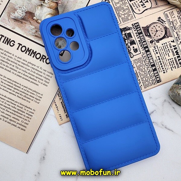 قاب گوشی Galaxy A33 5G سامسونگ سیلیکون ژله ای پافر PC زیر بسته محافظ لنز دار آبی کاربنی کد 425