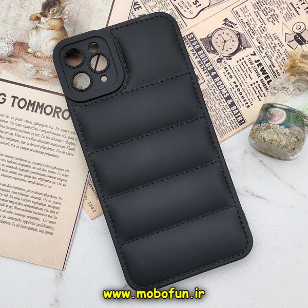 قاب گوشی iPhone 11 Pro Max سامسونگ سیلیکون ژله ای پافر PC زیر بسته محافظ لنز دار مشکی کد 512