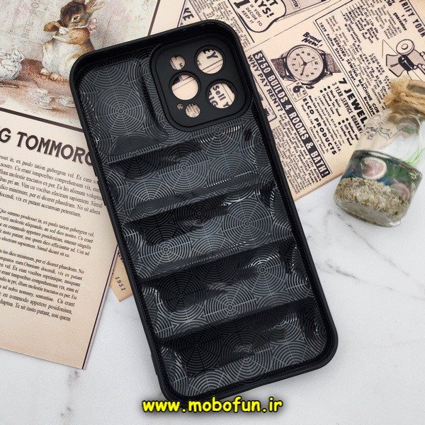 قاب گوشی iPhone 12 Pro Max سامسونگ سیلیکون ژله ای پافر PC زیر بسته محافظ لنز دار مشکی کد 585