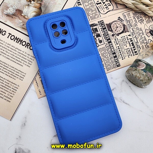 قاب گوشی Redmi Note 9s - Redmi Note 9 Pro شیائومی سیلیکون ژله ای پافر PC زیر بسته محافظ لنز دار آبی کاربنی کد 832