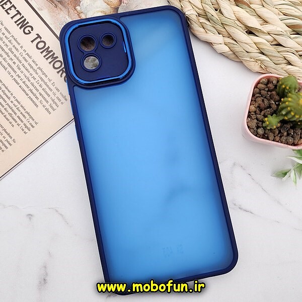 قاب گوشی Galaxy A03 2022 سامسونگ پشت مات متال کیس دور سیلیکونی محافظ لنزدار سرمه ای کد 93