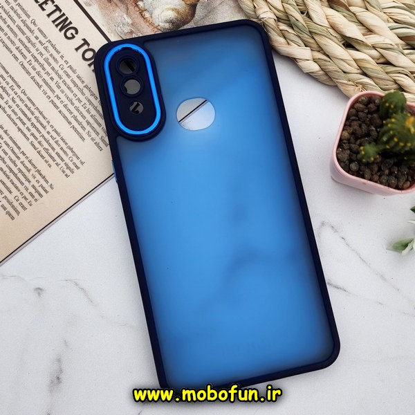 قاب گوشی Galaxy A10S سامسونگ پشت مات متال کیس دور سیلیکونی محافظ لنزدار سرمه ای کد 574