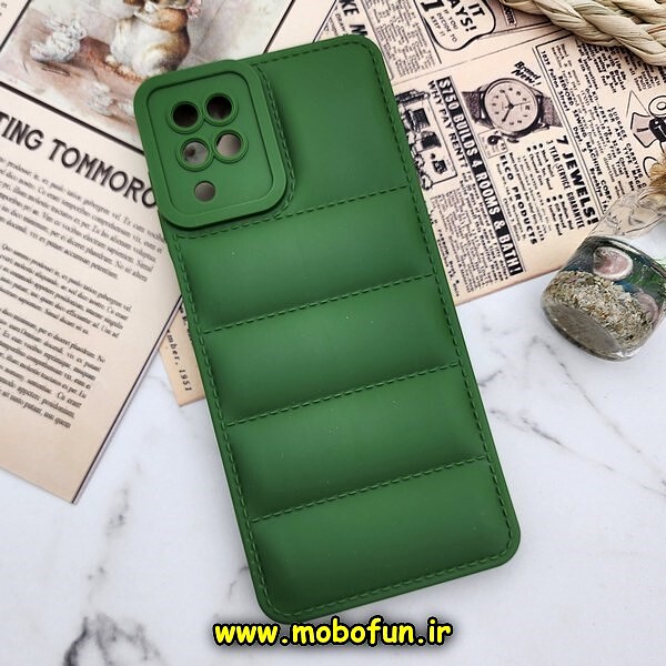 قاب گوشی Galaxy A12 - Galaxy M12 سامسونگ سیلیکون ژله ای پافر PC زیر بسته محافظ لنز دار سبز کد 1137