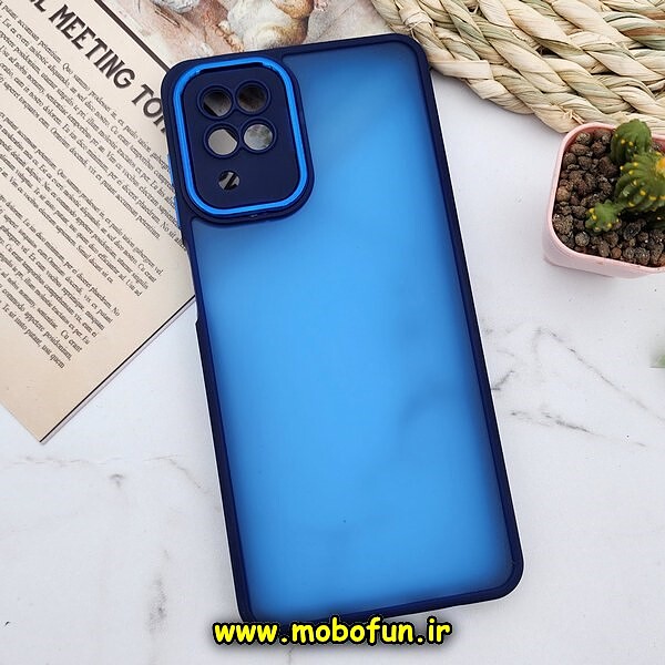 قاب گوشی Galaxy A12 - Galaxy M12 سامسونگ پشت مات متال کیس دور سیلیکونی محافظ لنزدار سرمه ای کد 1140