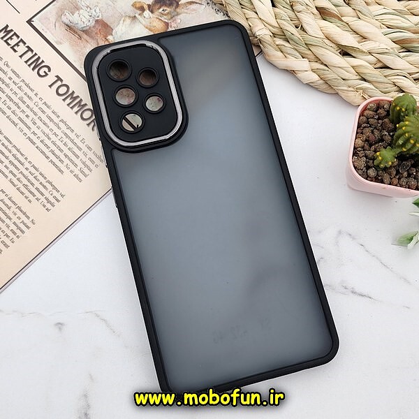 قاب گوشی Galaxy A32 4G سامسونگ پشت مات متال کیس دور سیلیکونی محافظ لنزدار مشکی کد 802