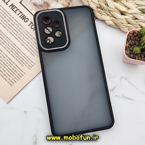 قاب گوشی Galaxy A33 5G سامسونگ پشت مات متال کیس دور سیلیکونی محافظ لنزدار مشکی کد 426