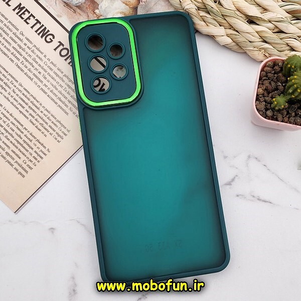 قاب گوشی Galaxy A33 5G سامسونگ پشت مات متال کیس دور سیلیکونی محافظ لنزدار سبز کد 427