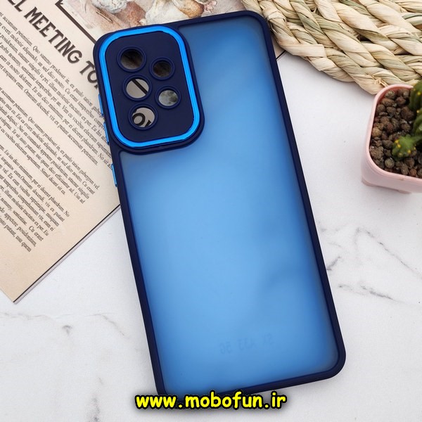 قاب گوشی Galaxy A33 5G سامسونگ پشت مات متال کیس دور سیلیکونی محافظ لنزدار سرمه ای کد 429