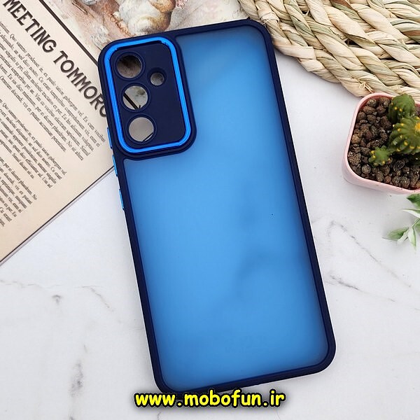 قاب گوشی Galaxy A34 5G سامسونگ پشت مات متال کیس دور سیلیکونی محافظ لنزدار سرمه ای کد 67
