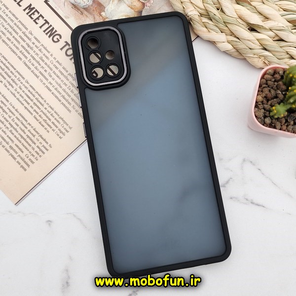 قاب گوشی Galaxy A51 سامسونگ پشت مات متال کیس دور سیلیکونی محافظ لنزدار مشکی کد 768