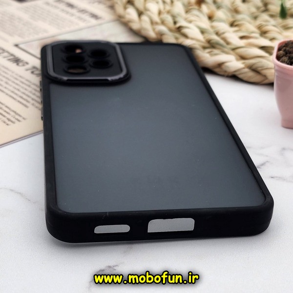 قاب گوشی Galaxy A53 5G سامسونگ پشت مات متال کیس دور سیلیکونی محافظ لنزدار مشکی کد 595