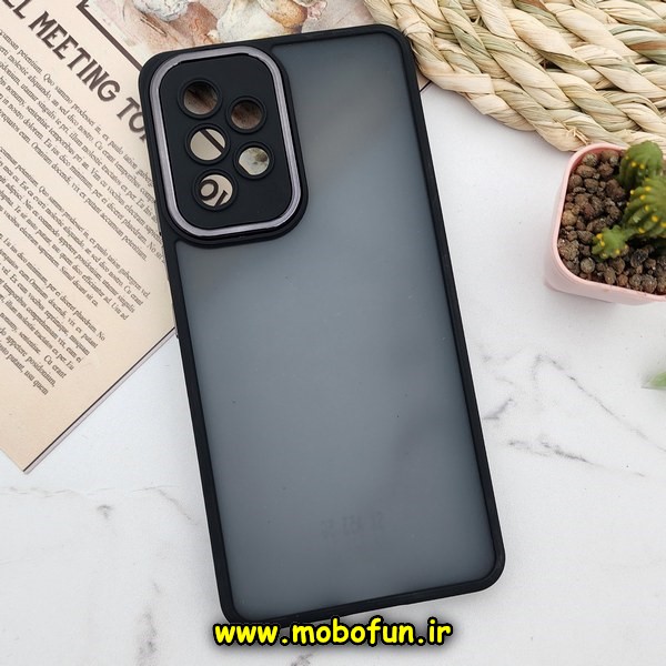 قاب گوشی Galaxy A53 5G سامسونگ پشت مات متال کیس دور سیلیکونی محافظ لنزدار مشکی کد 595